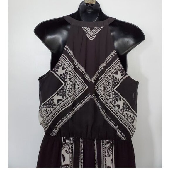 Old Navy Flowy Black & White Sleeveless V-Neck Maxi Dress w Elastic Waist Size M - Picture 7 of 10